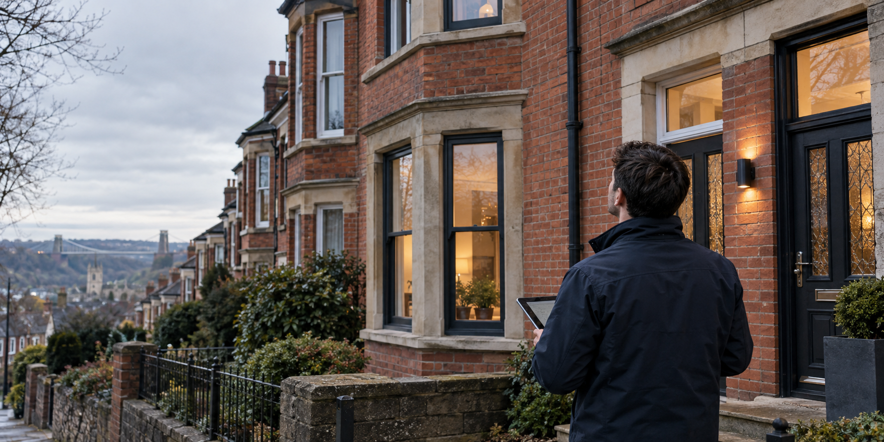 A building energy surveyor inspecting a Bristol home